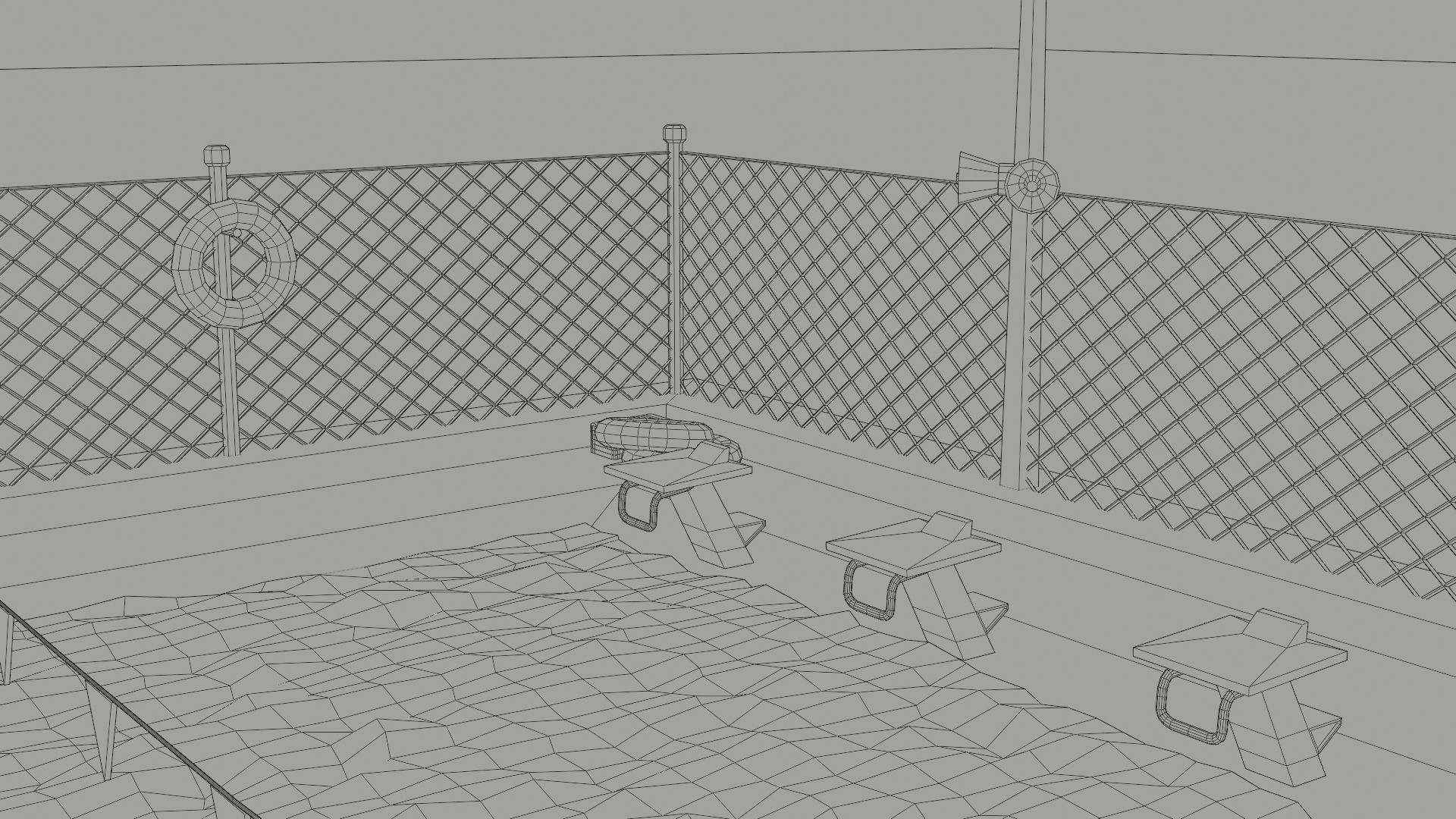 Low Poly Swimming Pool Low-poly 3D model_12