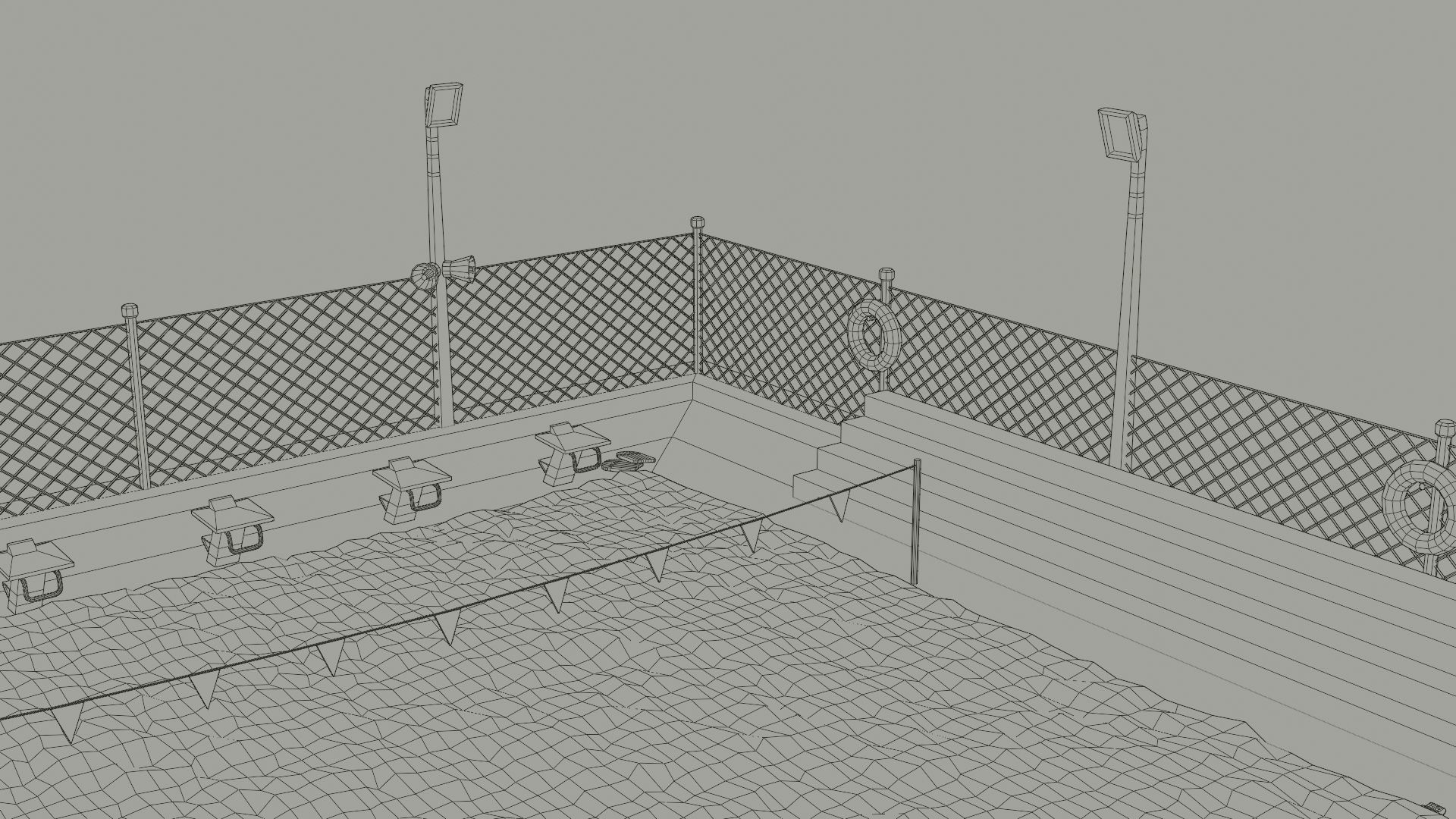 Low Poly Swimming Pool Low-poly 3D model_10