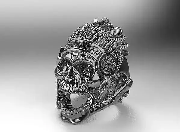 Native American Indian Ring Skull