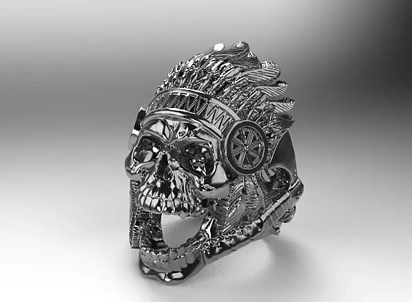 Native American Indian Ring Skull 3D print model