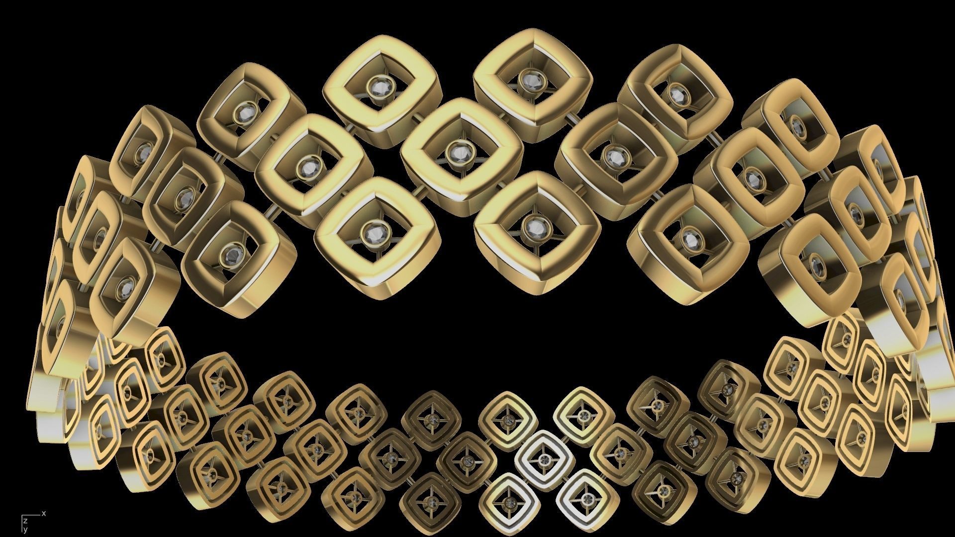 diamond rhombus bangle stl verified 3D print model_7