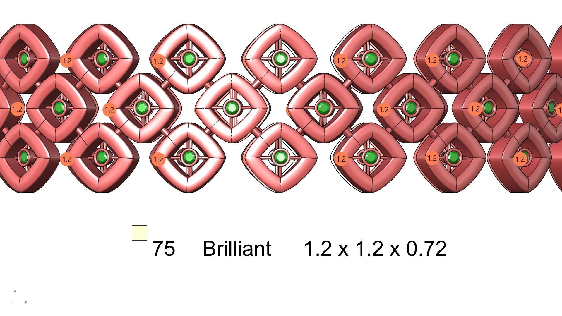 diamond rhombus bangle stl verified 3D print model_13