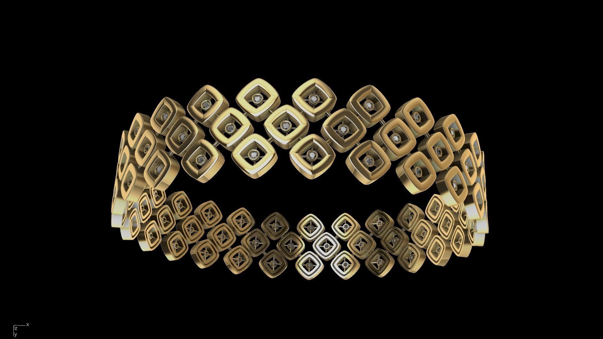 diamond rhombus bangle stl verified 3D print model_3