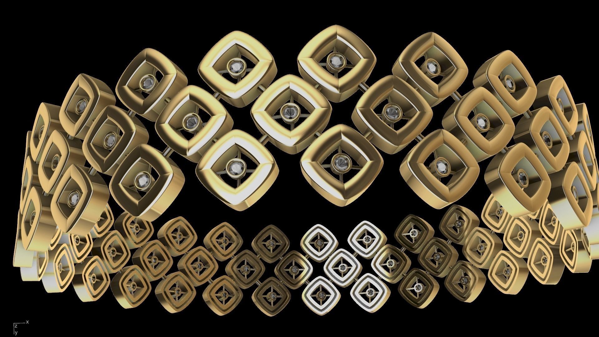 diamond rhombus bangle stl verified 3D print model_4