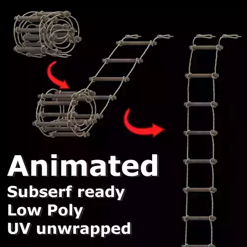 Rope ladder animated Low-poly 3D model