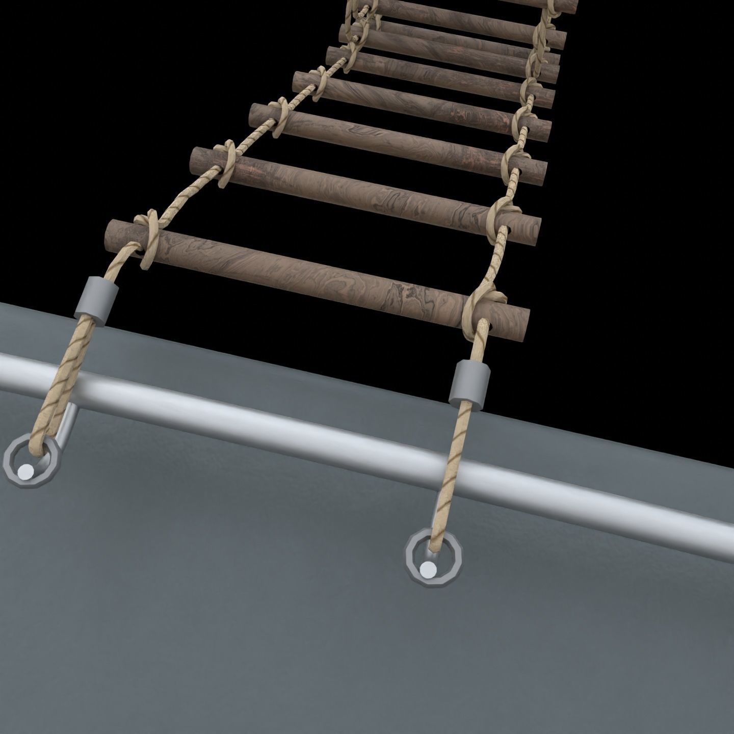 Rope ladder animated Low-poly 3D model_3