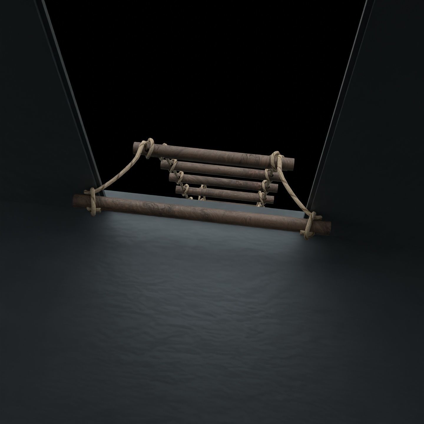 Rope ladder animated Low-poly 3D model_6
