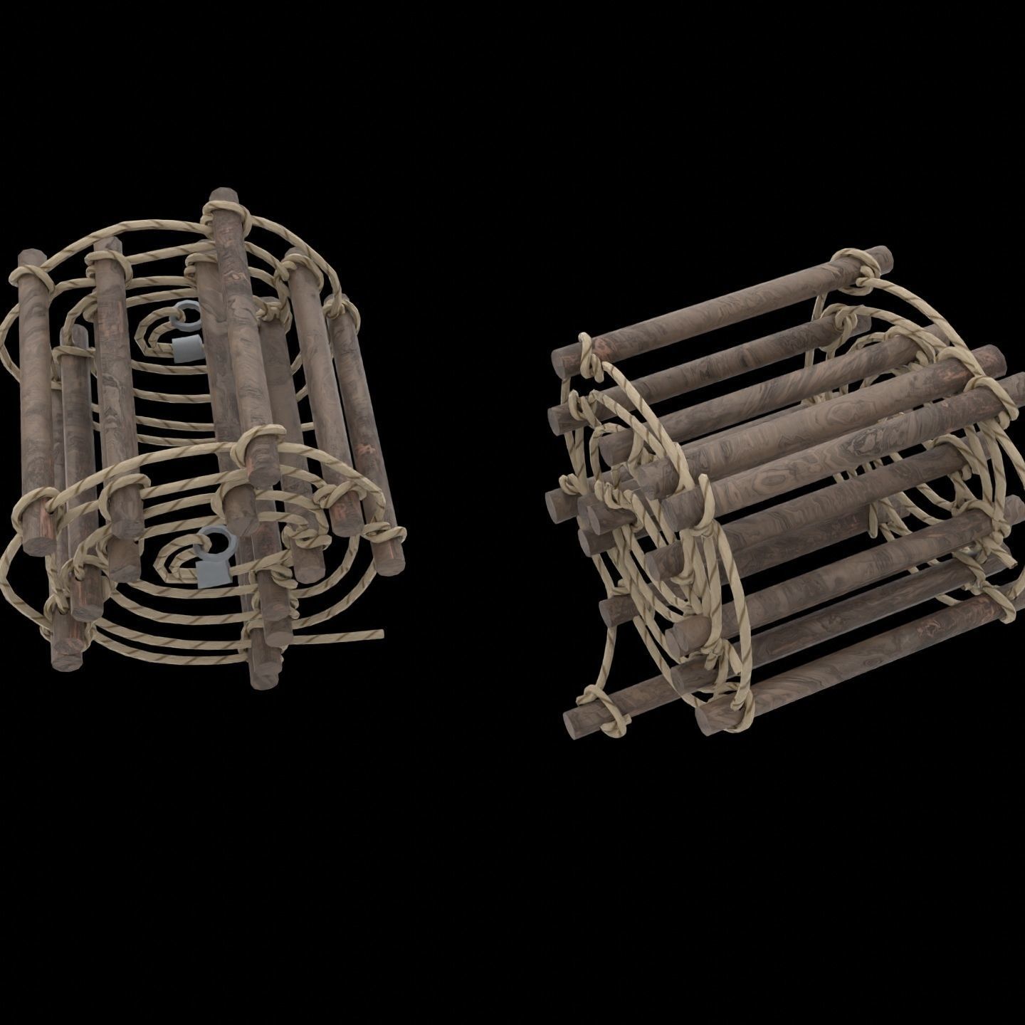 Rope ladder animated Low-poly 3D model_7
