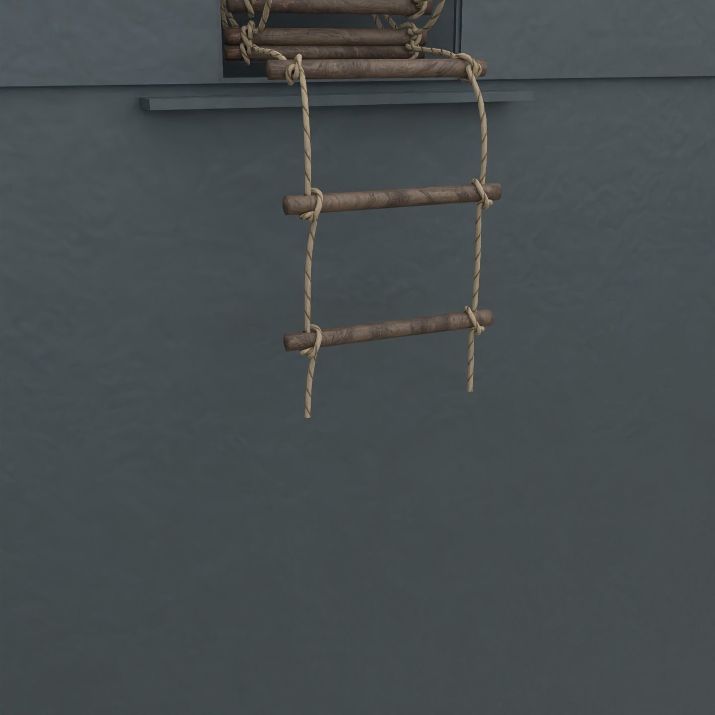 Rope ladder animated Low-poly 3D model_5