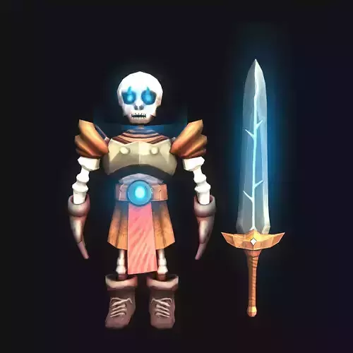 Stylized Handpaint Skelation Low-poly 3D model