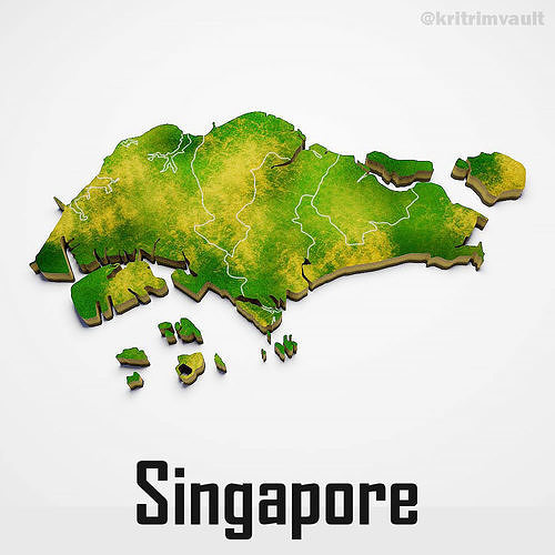 Singapore country map 3d model 3D model
