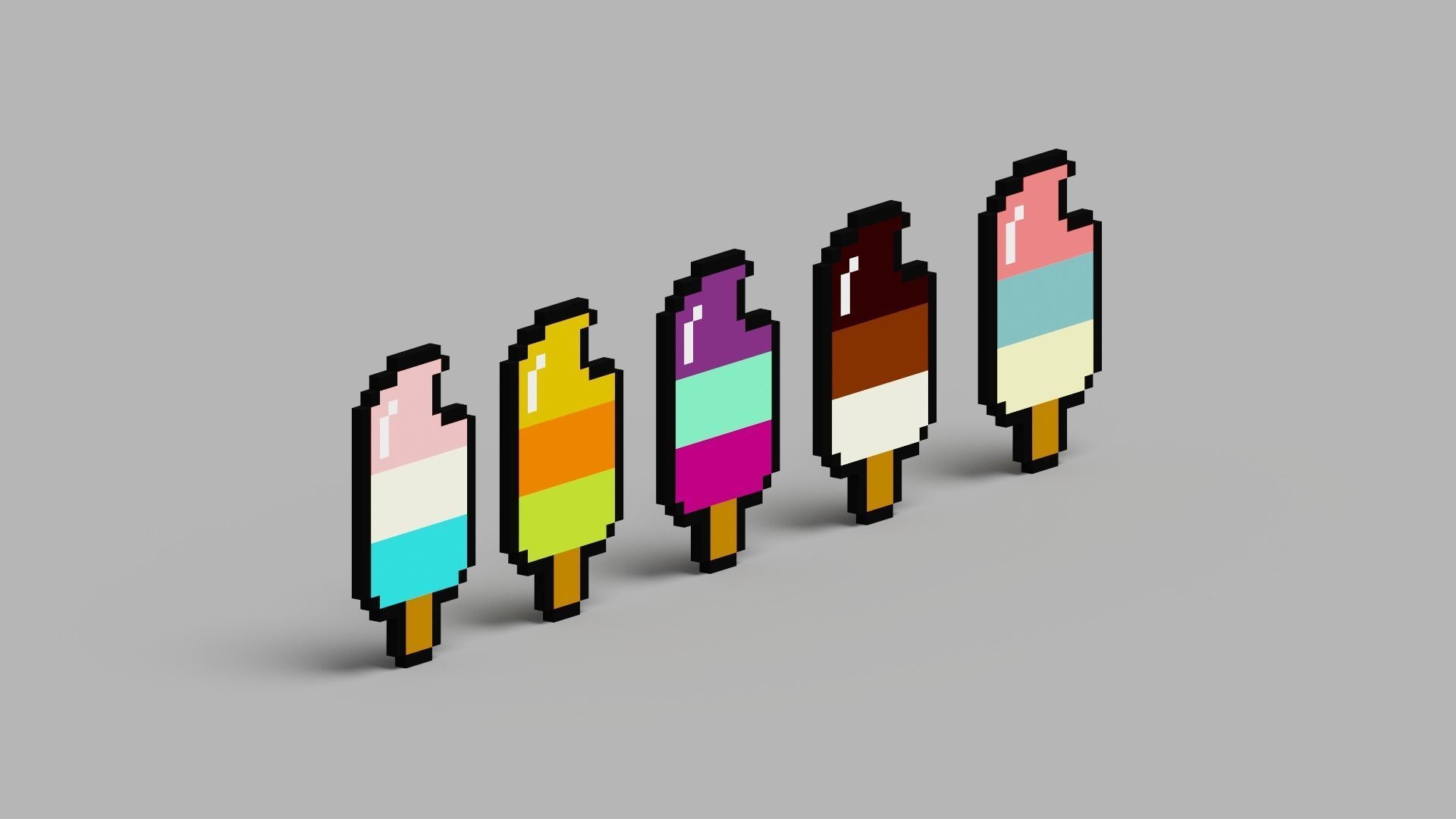 Voxel Ice Cream Pack Low-poly 3D model_17