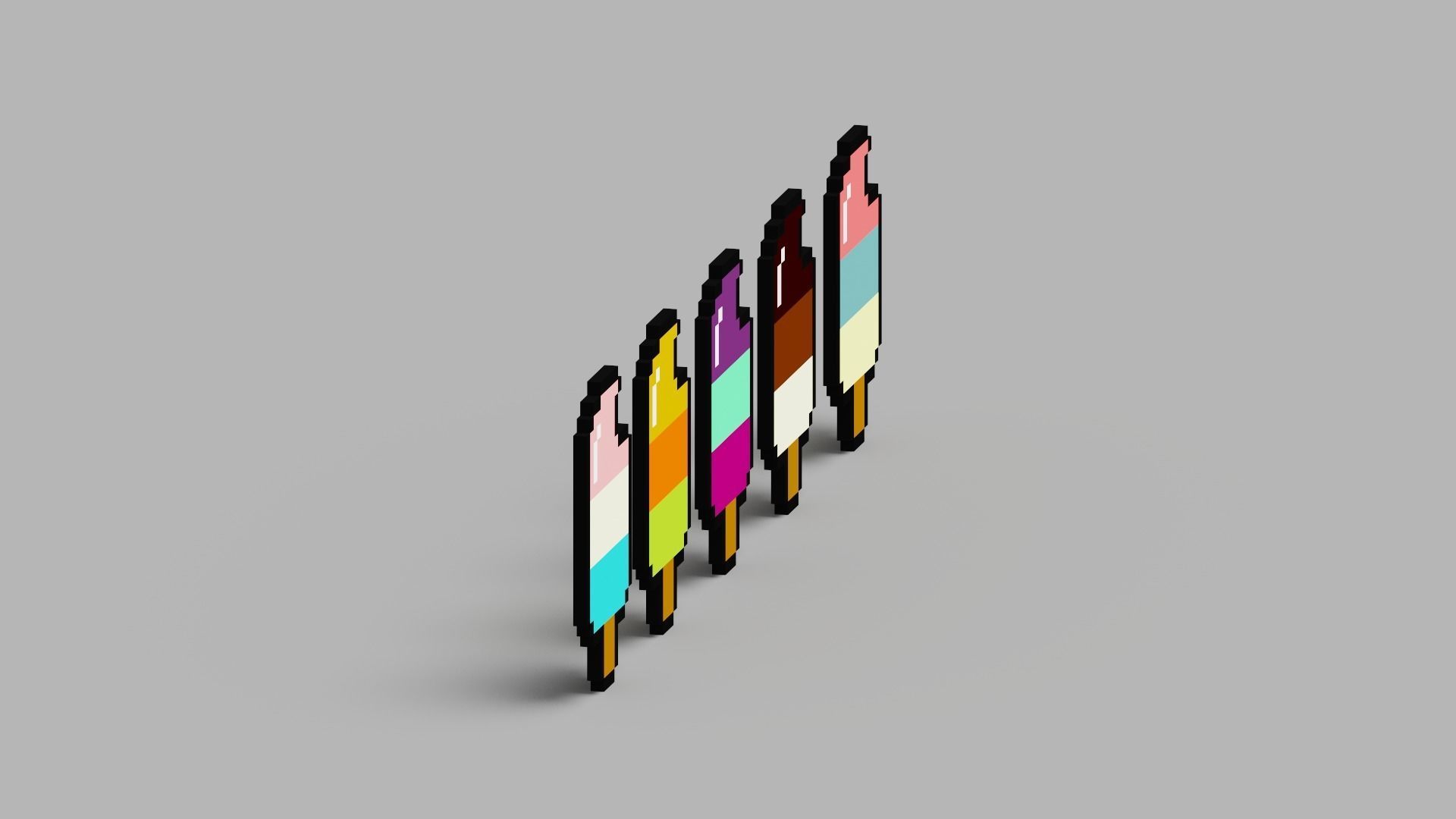 Voxel Ice Cream Pack Low-poly 3D model_16