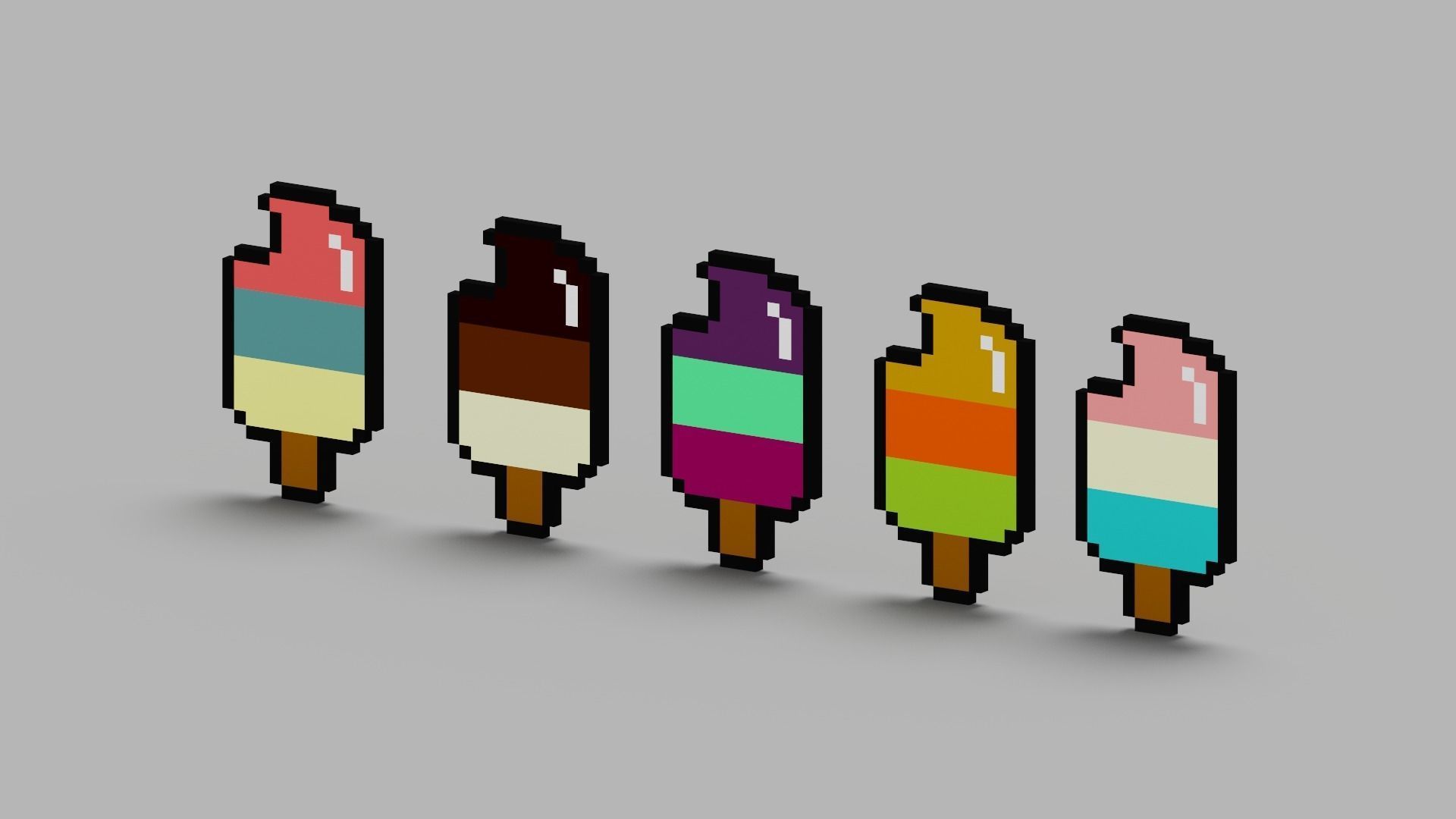 Voxel Ice Cream Pack Low-poly 3D model_13