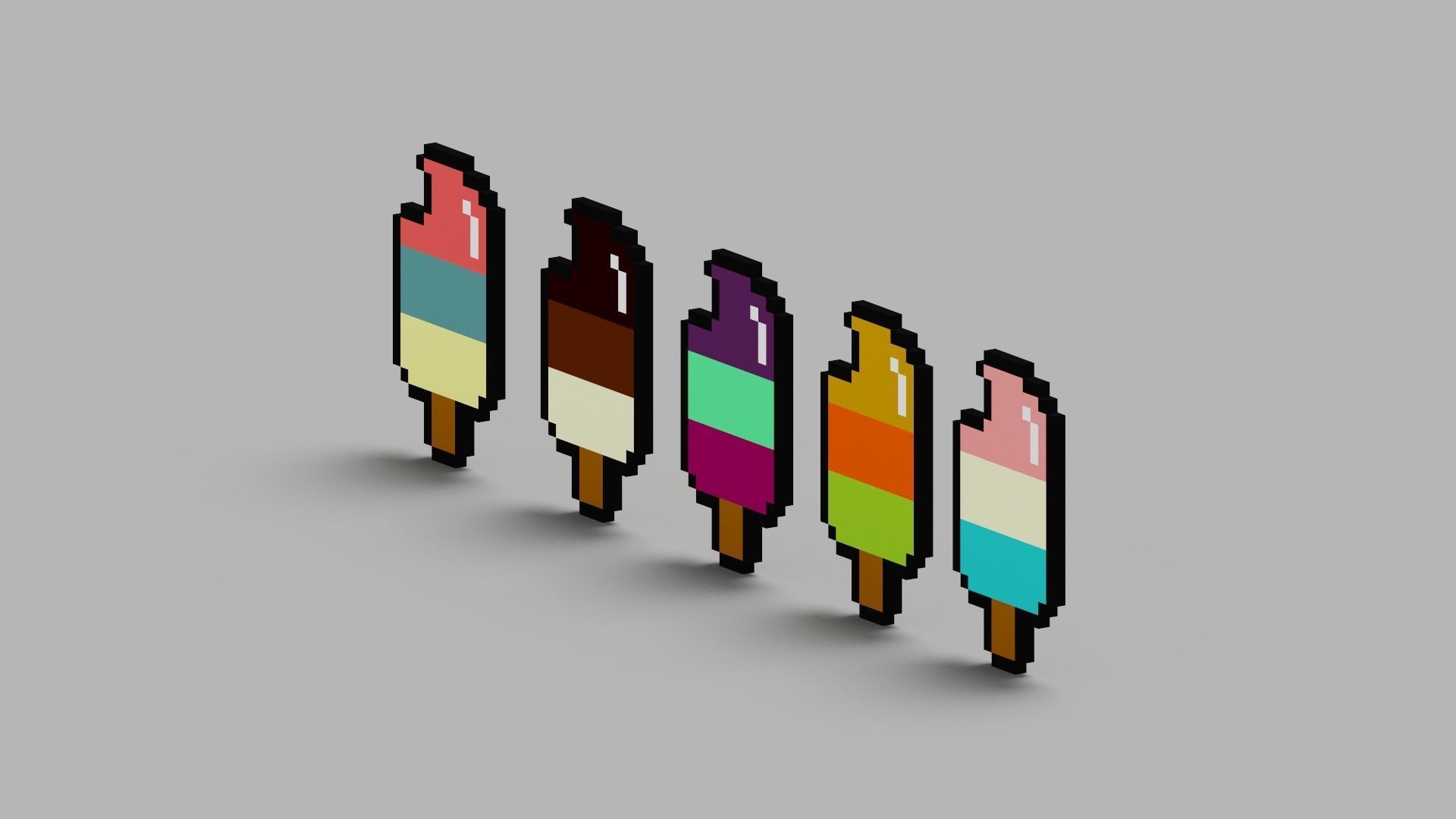 Voxel Ice Cream Pack Low-poly 3D model_14