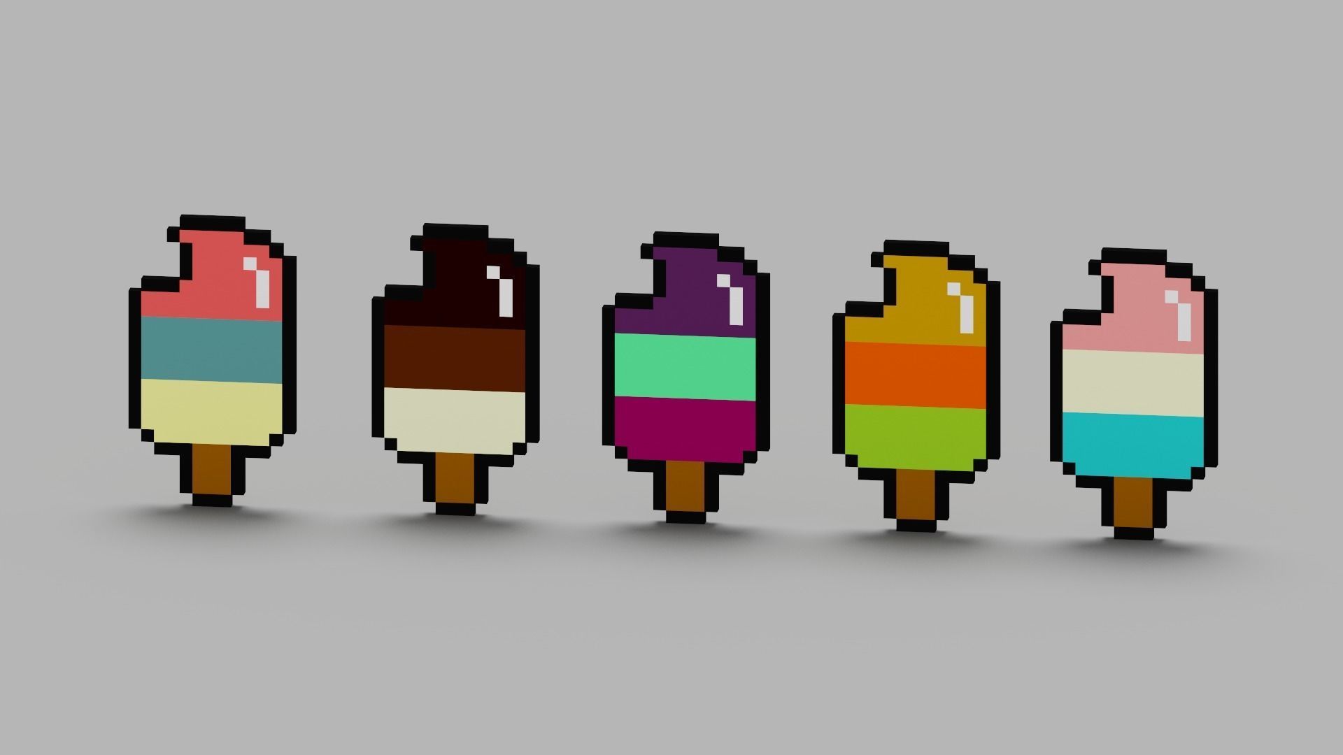 Voxel Ice Cream Pack Low-poly 3D model_12