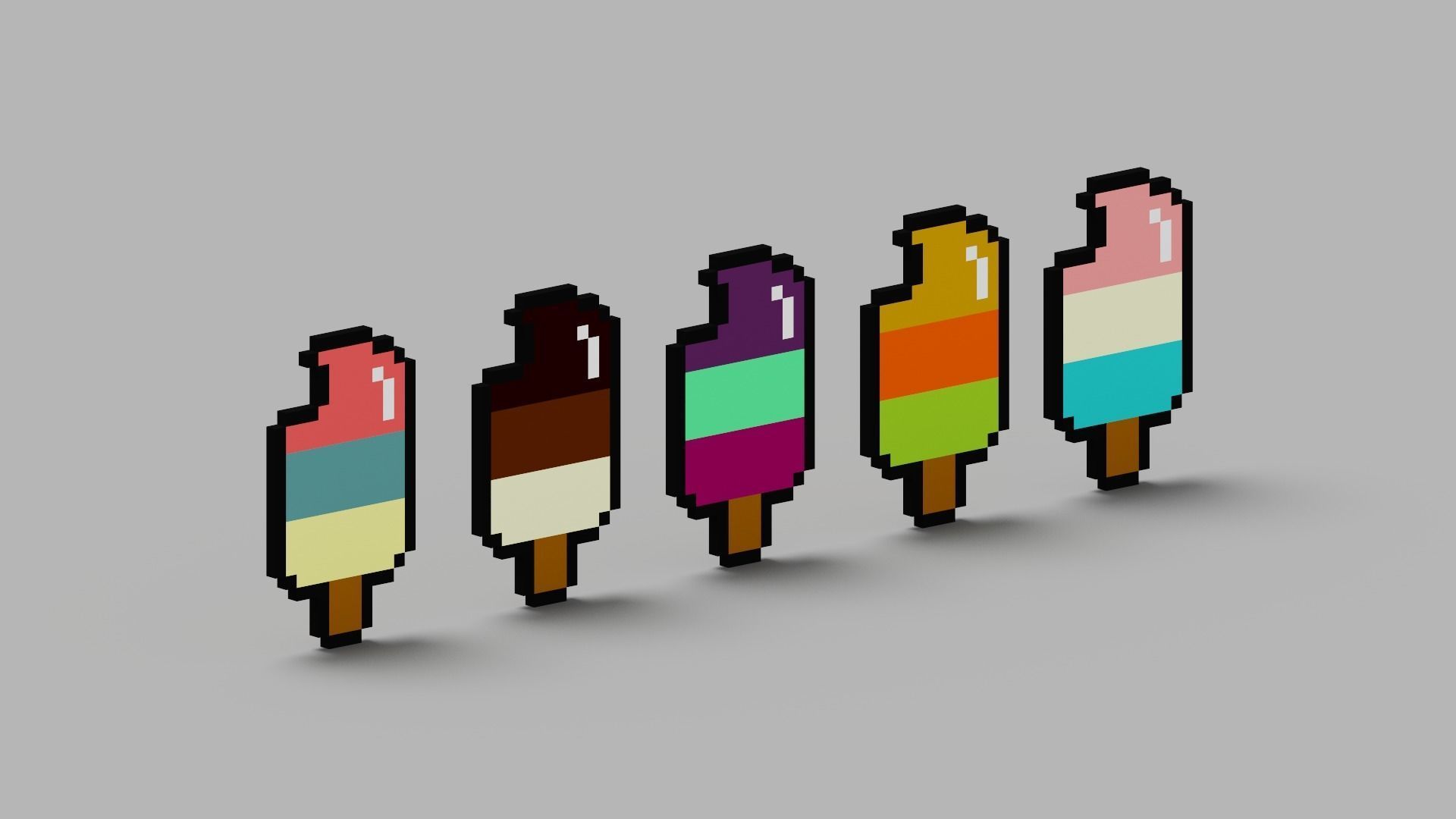 Voxel Ice Cream Pack Low-poly 3D model_10