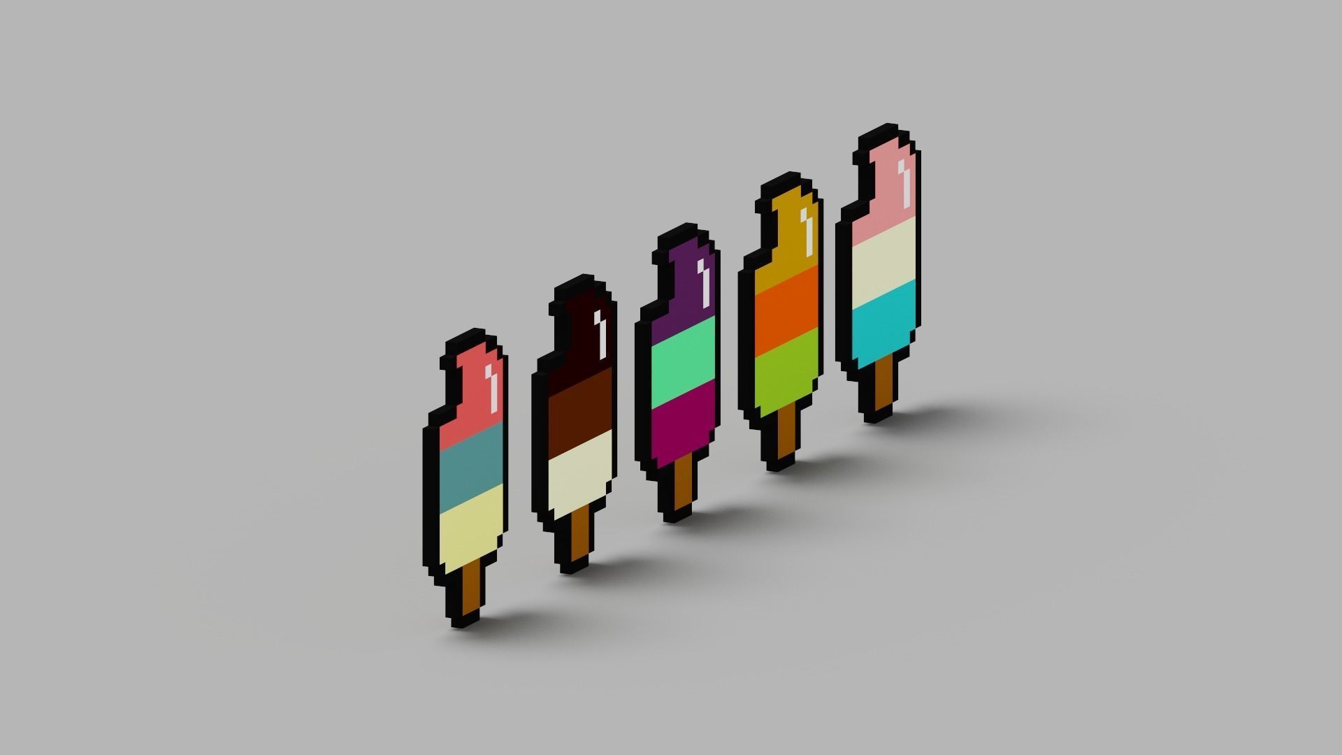 Voxel Ice Cream Pack Low-poly 3D model_9