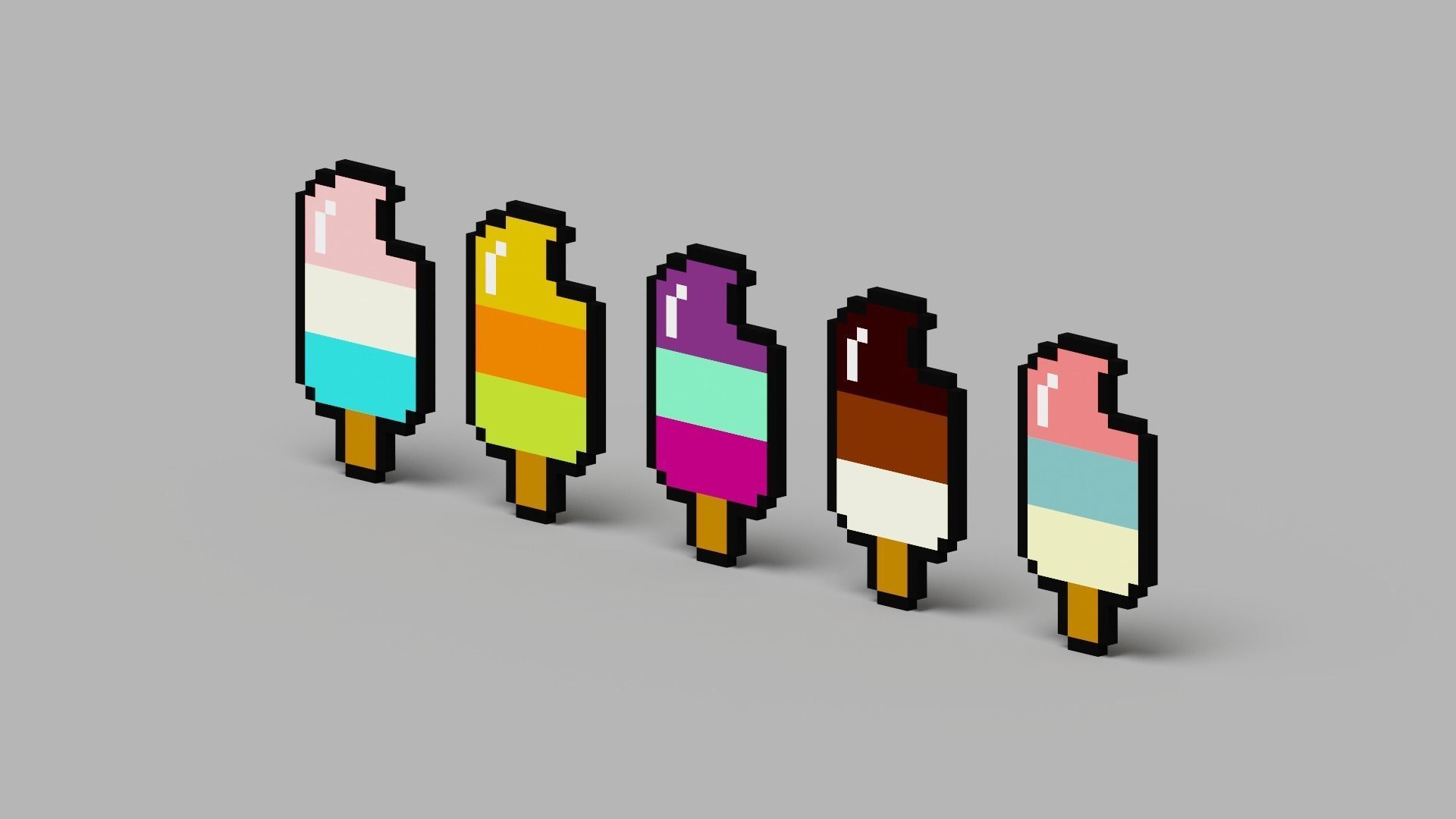 Voxel Ice Cream Pack Low-poly 3D model_6