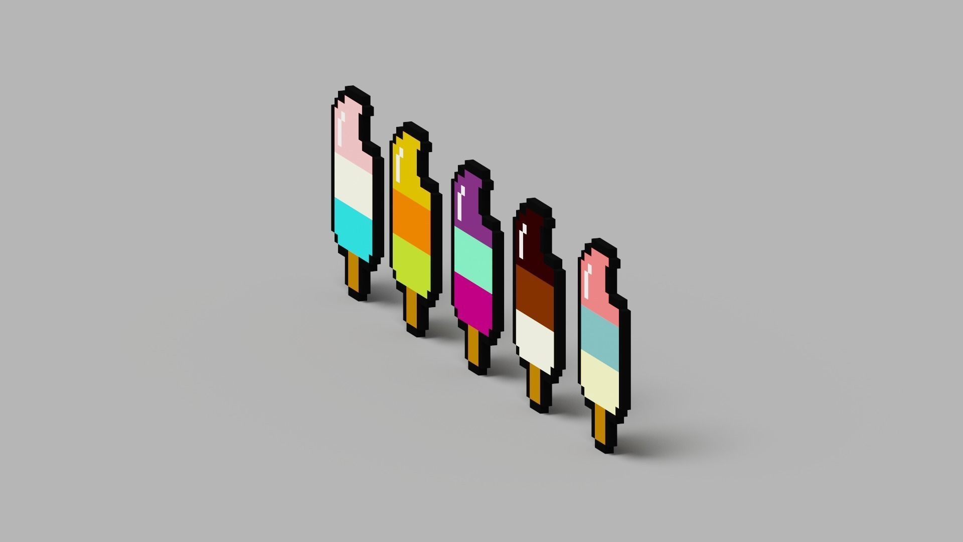 Voxel Ice Cream Pack Low-poly 3D model_7