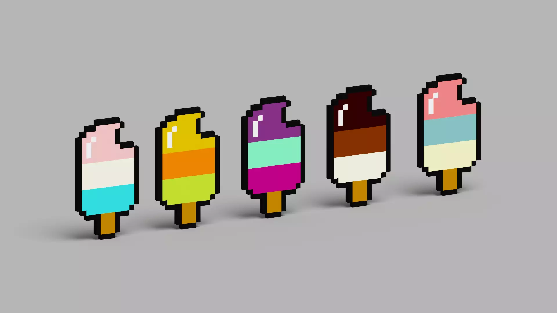 Voxel Ice Cream Pack Low-poly 3D model_0
