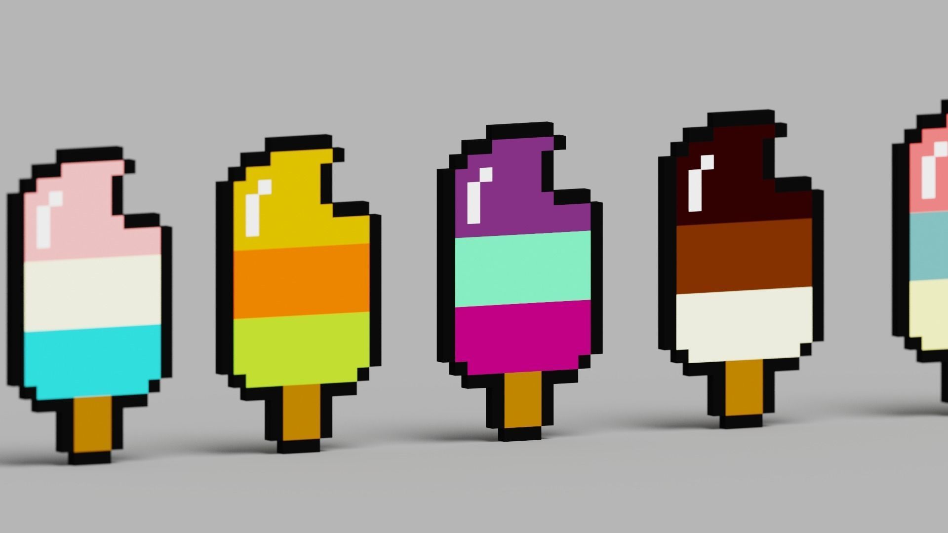 Voxel Ice Cream Pack Low-poly 3D model_1