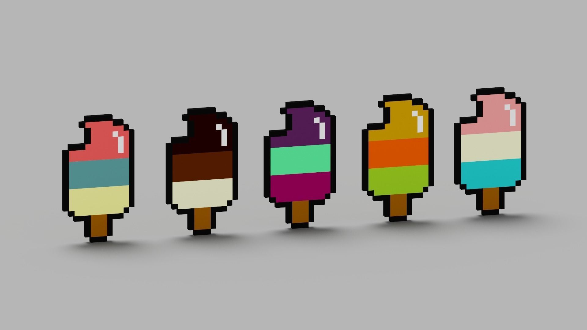 Voxel Ice Cream Pack Low-poly 3D model_11