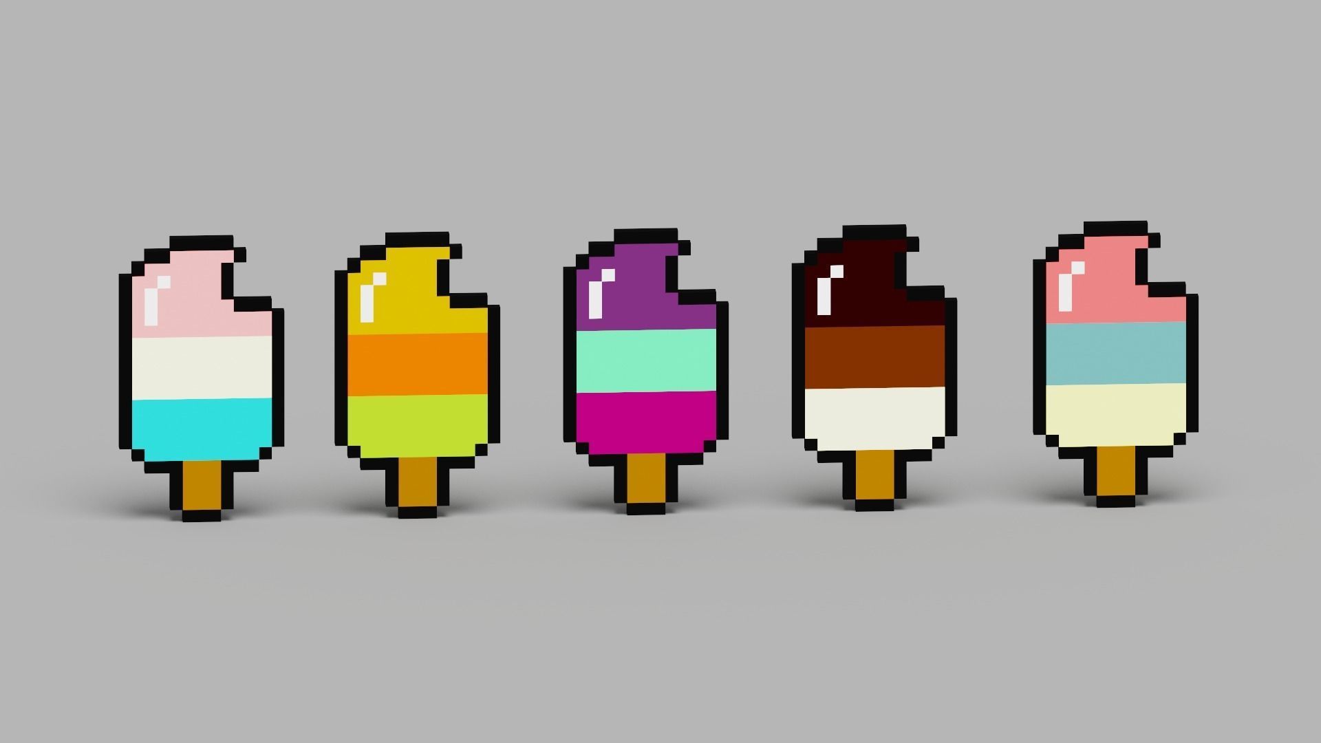 Voxel Ice Cream Pack Low-poly 3D model_4