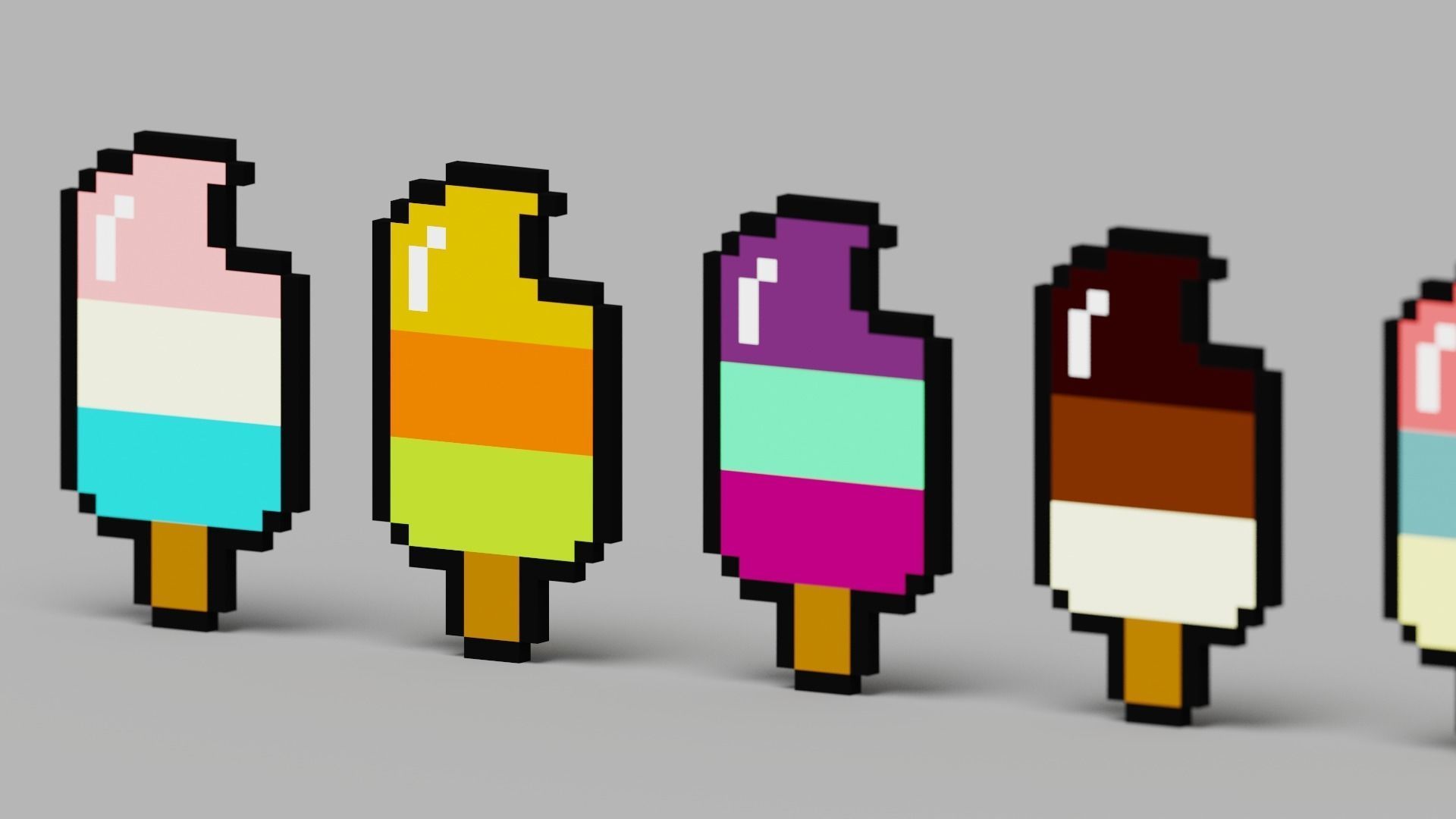 Voxel Ice Cream Pack Low-poly 3D model_2