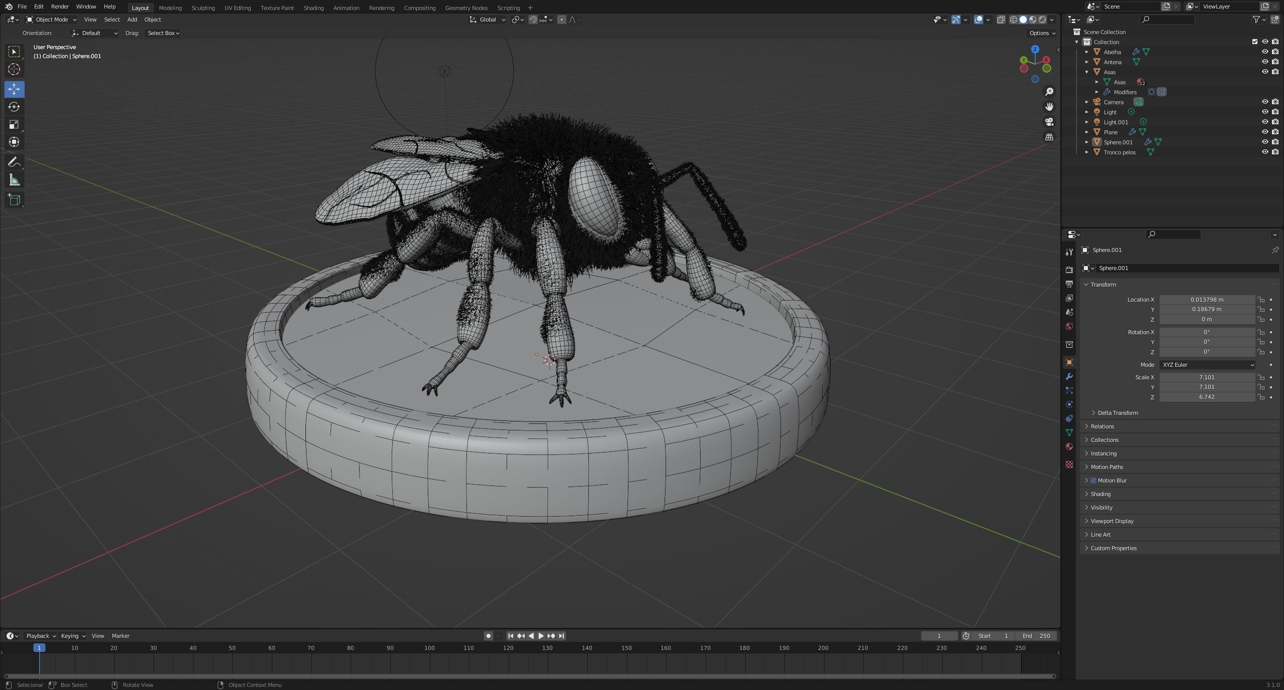 Bee - Blender Low-poly 3D model_4
