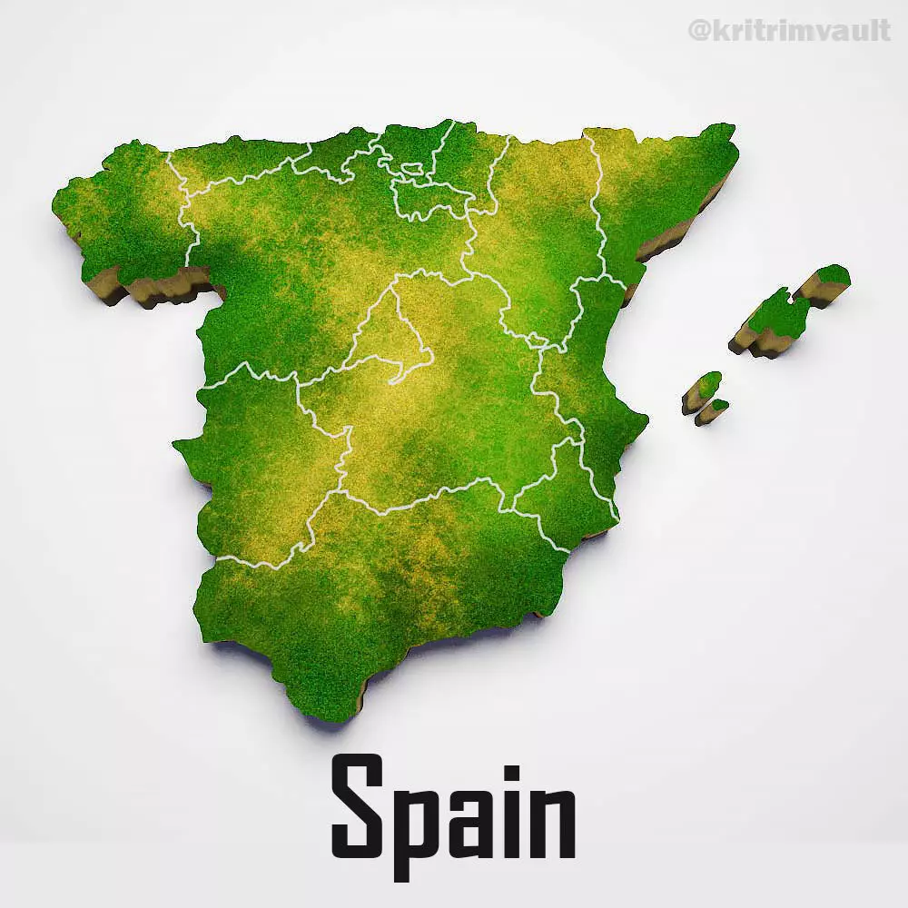 Spain country map 3d model 3D model_0