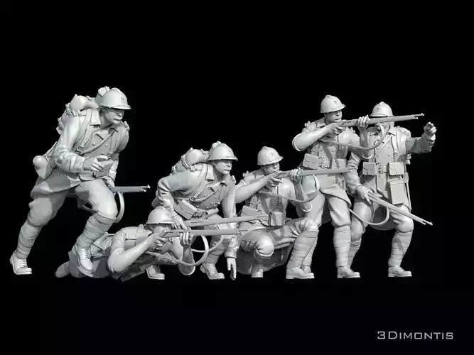 French soldier ww1 3D print model