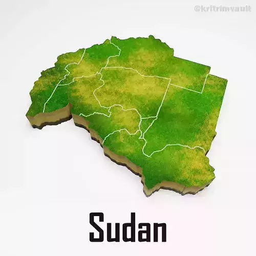Sudan country map 3d model