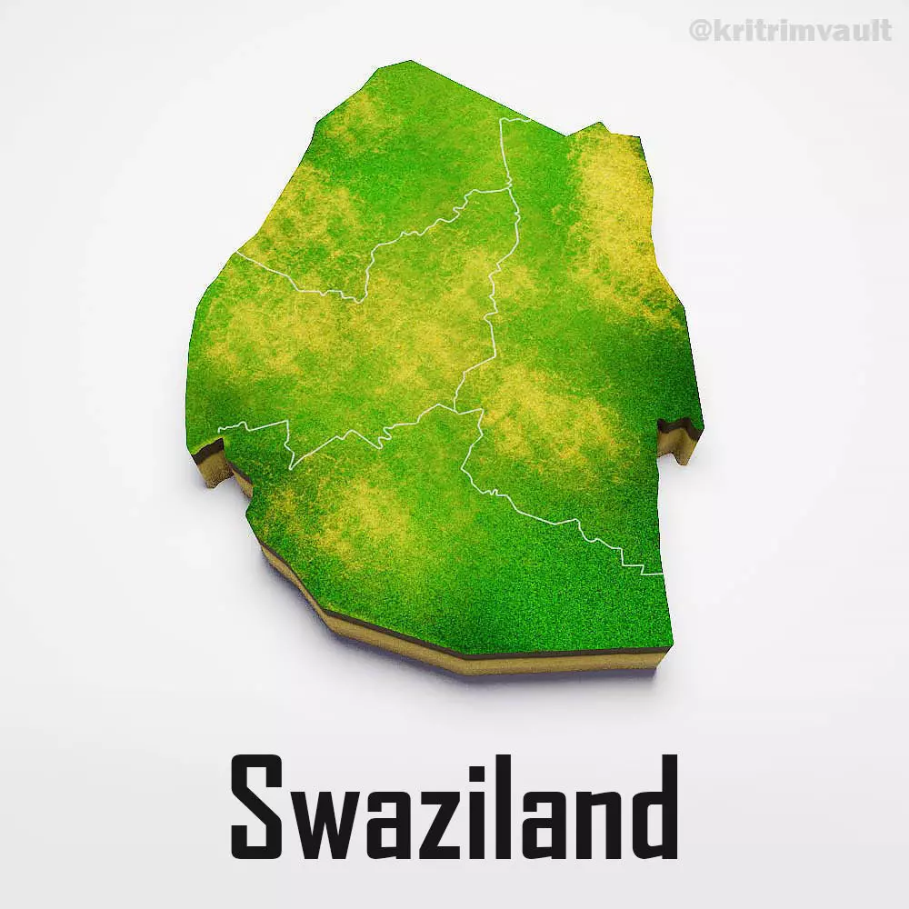 Swaziland country map 3d model 3D model_0