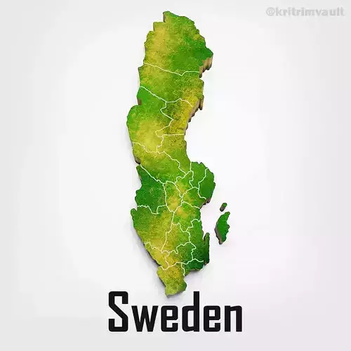 Sweden country map 3d model