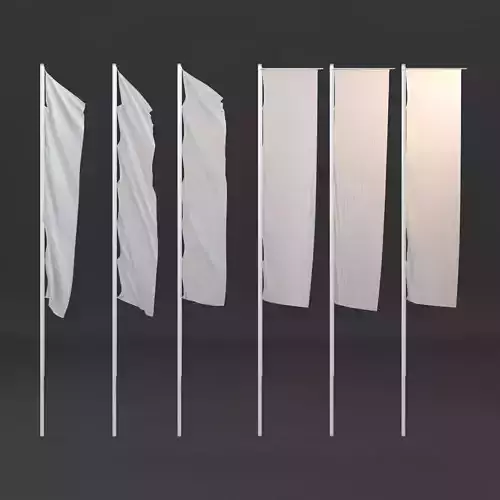 Animated Flagpoles 3D model