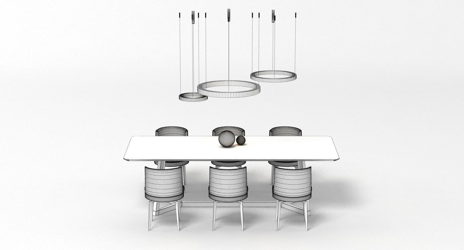 Flexform Dining Set 3D model_14