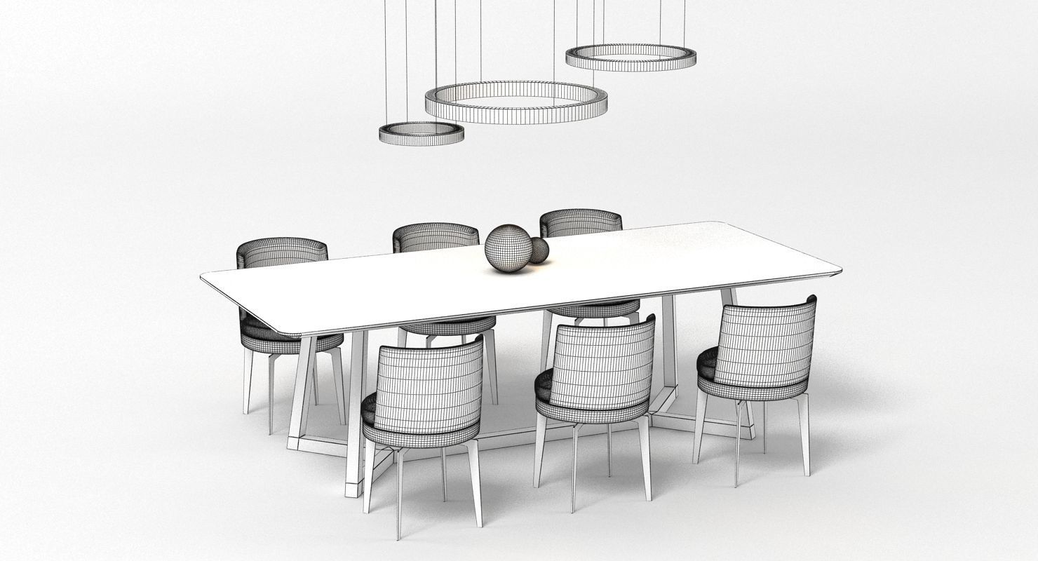 Flexform Dining Set 3D model_13