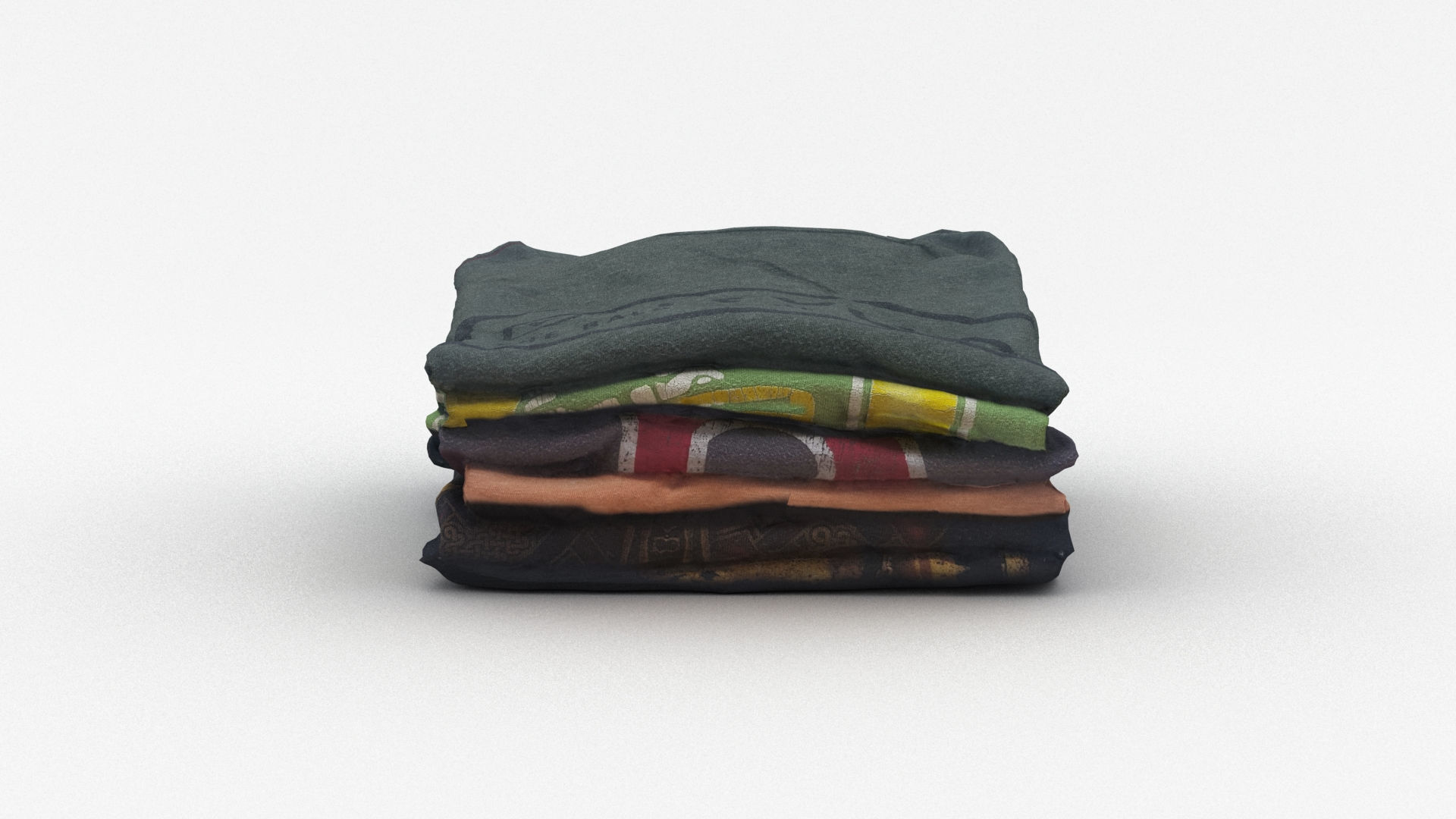 T-Shirts 4 stack of clothes 3D model_8