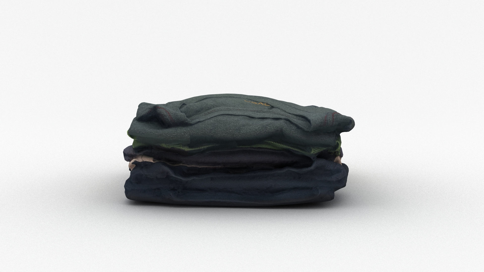 T-Shirts 4 stack of clothes 3D model_3