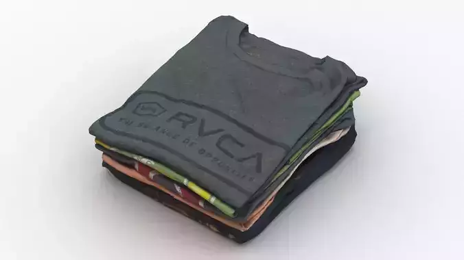 T-Shirts 4 stack of clothes 3D model