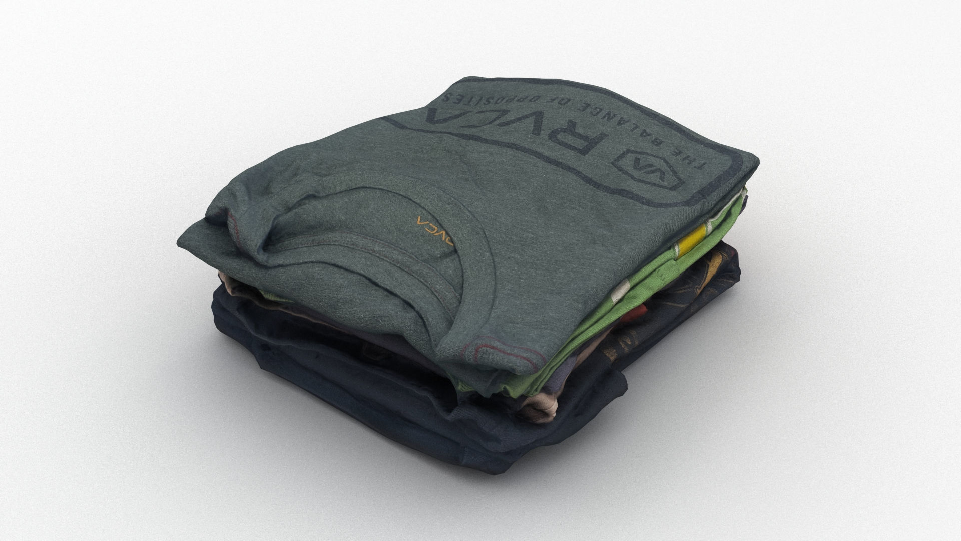 T-Shirts 4 stack of clothes 3D model_5