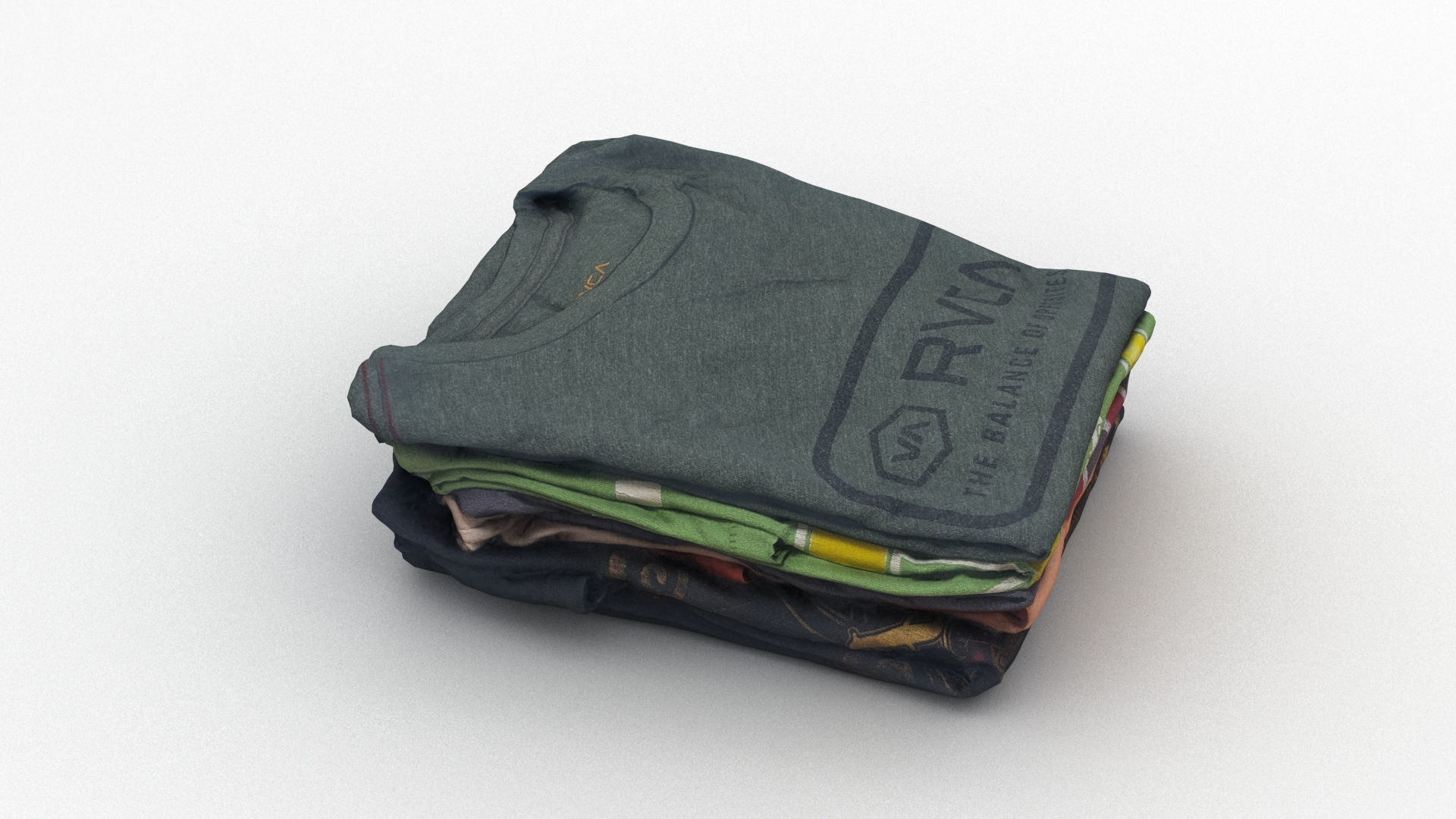 T-Shirts 4 stack of clothes 3D model_4