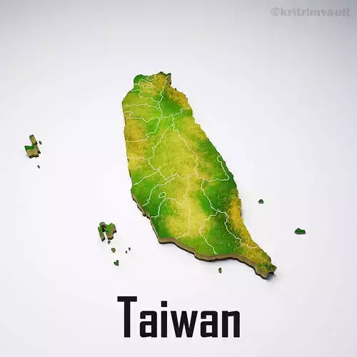 Taiwan country map 3d model