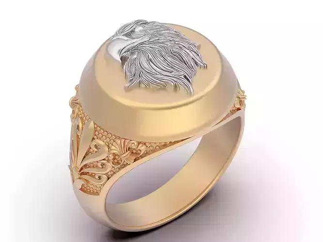 Eagle man ring  gold  printable jewelry 3D model
