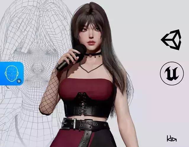 K-POP SERIES Ryu - Game Ready Low-poly 3D model