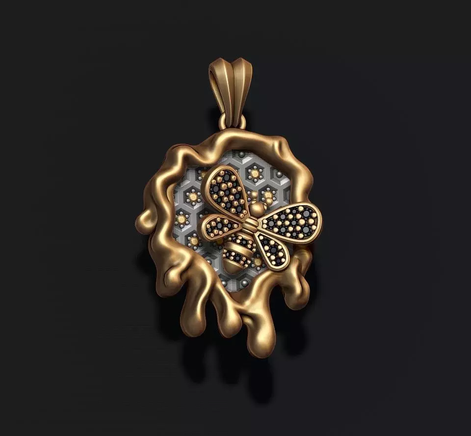 bee honey pendant 3D print model_0