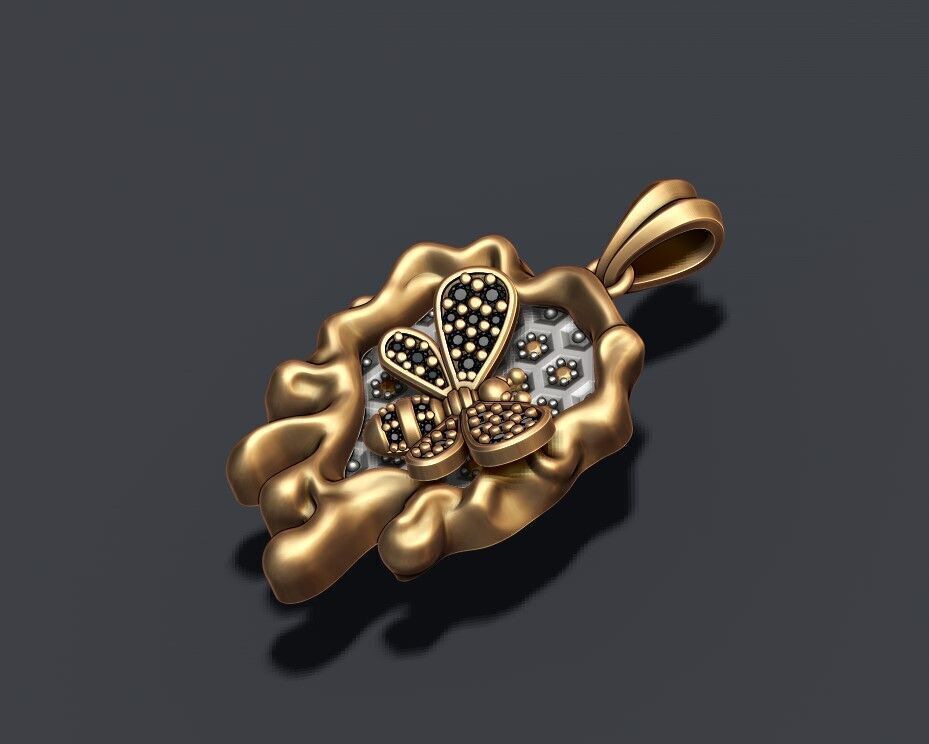 bee honey pendant 3D print model_1