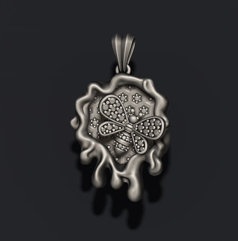 bee honey pendant 3D print model_3