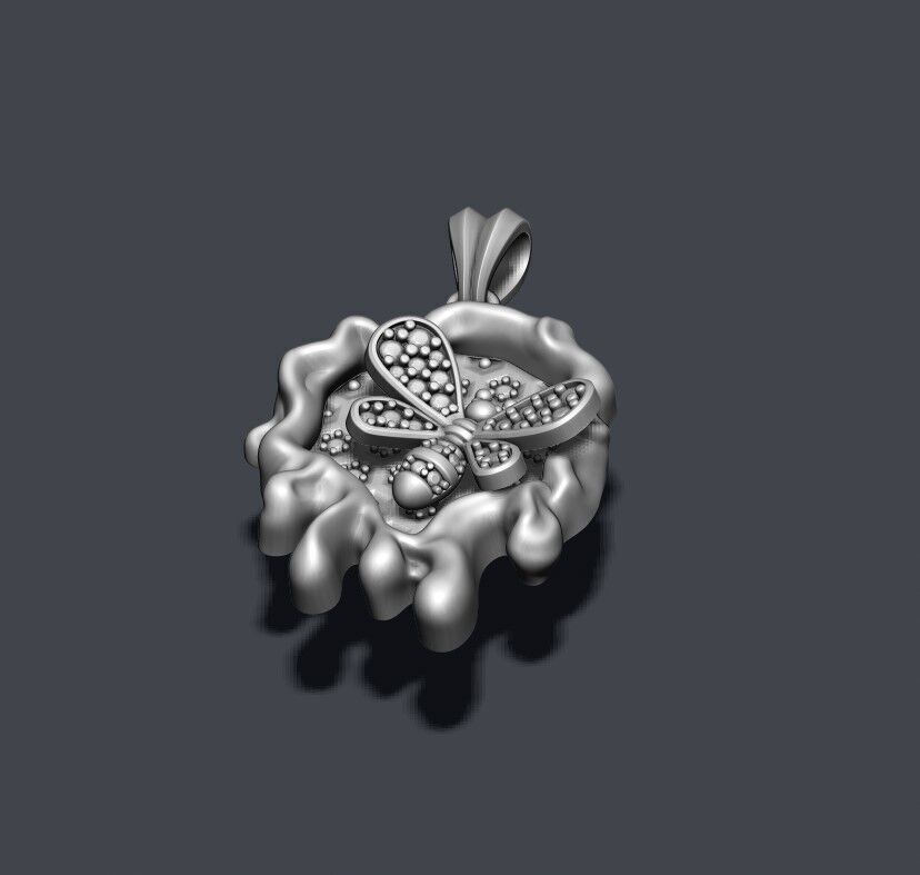 bee honey pendant 3D print model_5
